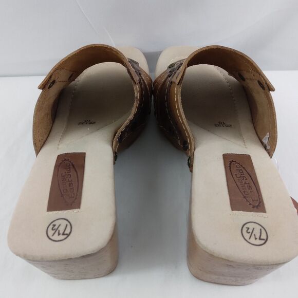 Vintage Y2K Lower East Side Patchwork Leather Platform Chunky Wedge Sandals 7.5 - Picture 8 of 10